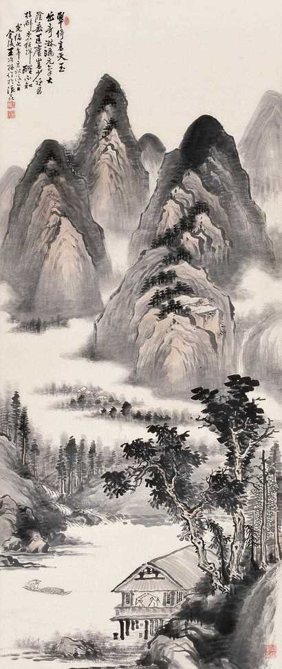 王寅 光绪七年（1881）作 夏山雨霁图 立轴